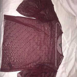 Burgundy top w/ polka dots